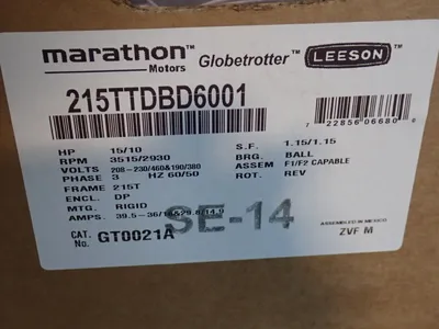 Used MARATHON MOTORS 215TTDBD6001 Motors (misc) Ohio US | HGR 24 #912640