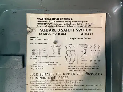 Used SQUARE D H361 Electrical Panels Ohio US | HGR 24 #1507669
