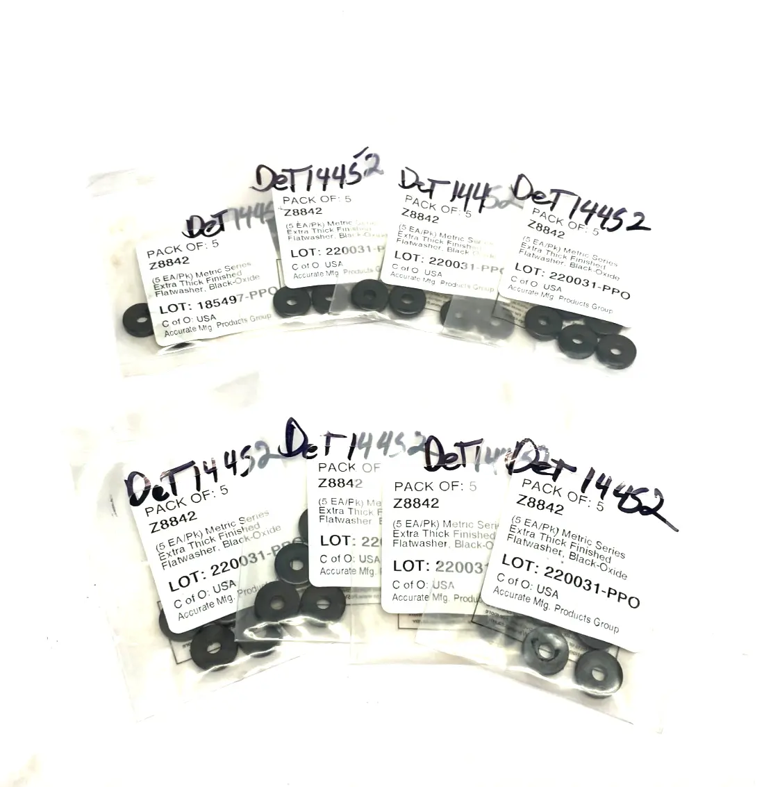 NEW ACCURATE MFG. EXTRA THICK FINISHED FLAT WASHER LOT OF 8PKGS, 40 WASHERS