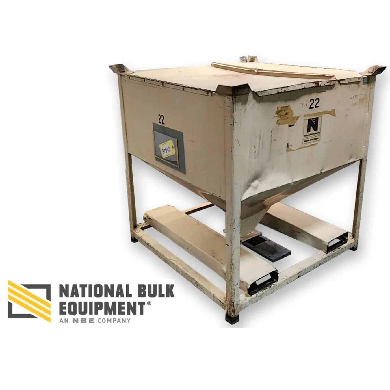 Used 30 Cu. Ft. Carbon Steel Portable Material Storage Bin Stackable Tote Hopper