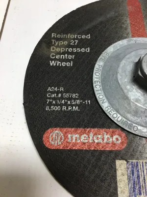 METABO 7”X 1/4”X5/8”-11 8,500 RPMTYPE 27 DEPRESSED CUTTING WHEEL(Lot of 8)