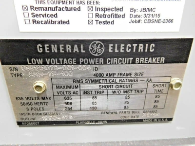 Used GE AKR-7F-100 Circuit Breakers Ohio US | Equipment Recovery Corp. #1329728