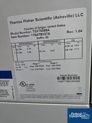 USED ThermoFisher Scientific Thermo Fisher Scientific ULT Freezer, Model TSX70086A