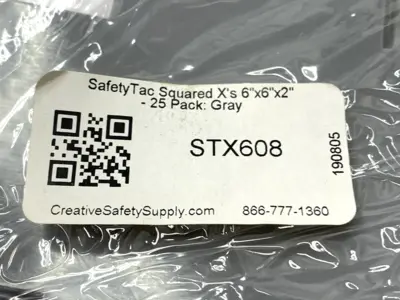 NEW SAFETYTAC SQUARED X'S GRAY FLOOR MARKING STICKER 6" X 6" X 2" PKG OF 25