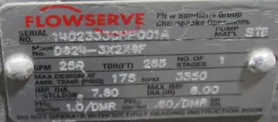 NEW FLOWSERVE D824-3X2X8F PUMP 25HP 208-230/460V UJ25P1DM 250GPM D8243X2X8F
