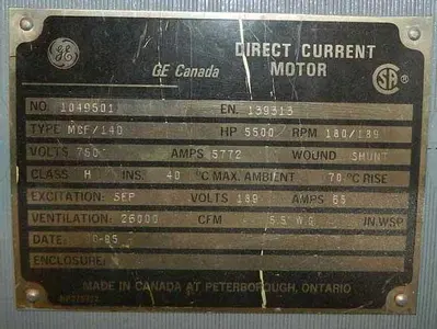 5500 HP General Electric DC Motor (Used)
