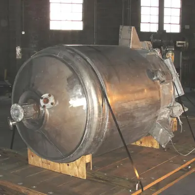 SPC6337  Mixer and Blender 400 gallons capacity Buhler vacuum mixer scrape and dispersion agitator, FV and 3 psi at 250° F internal, 50 psi at 250° F jacket