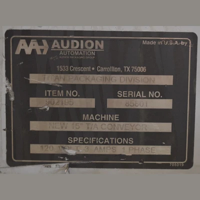 Audion Automation 15 in. Recycling Conveyor