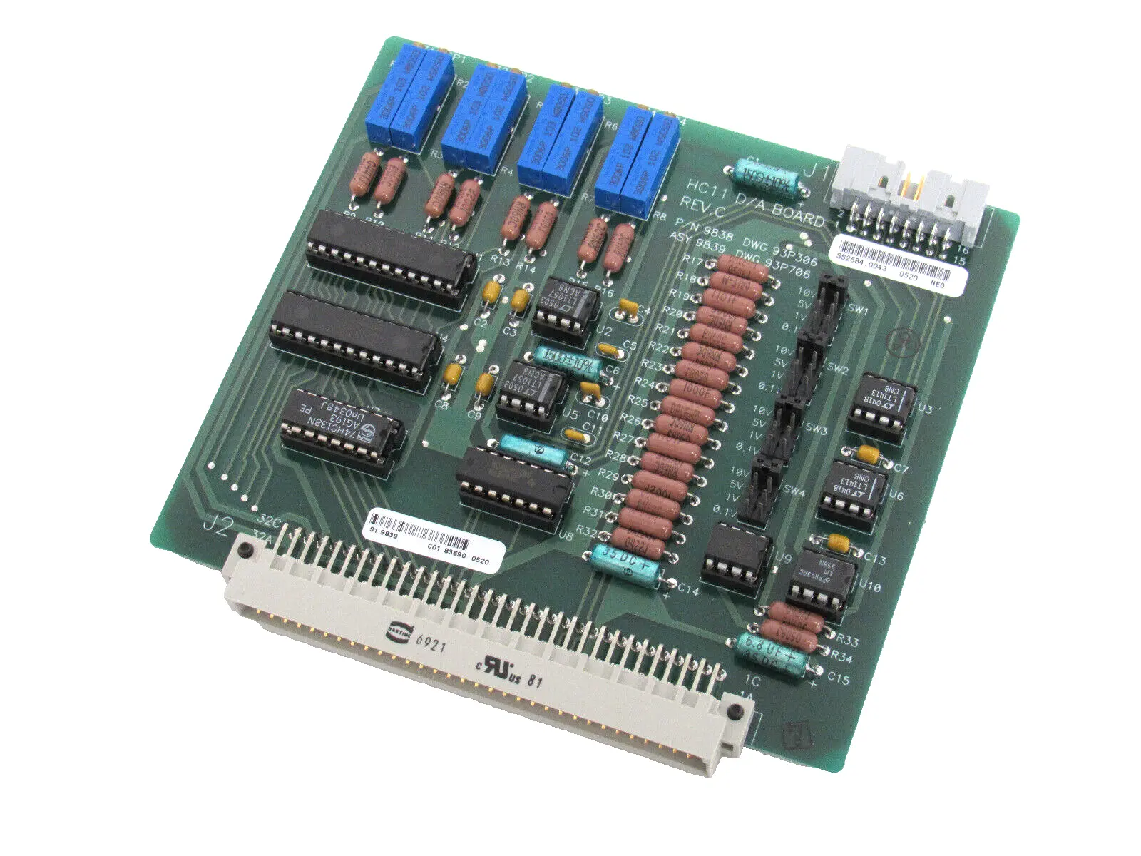 NEW THERMO ENVIRONMENTAL HC11 D/A PC BOARD REV C 9838 DWG 93P306 9839 DWG 93P706