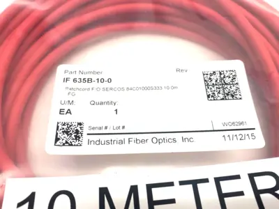 USED INDUSTRIAL FIBER OPTICS PATCHCORD F/O SERCOS 84C01000S333 10.0M