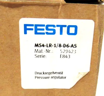 NEW FESTO MS4-LR-1/8-D6-AS PRESSURE REGULATOR 529423 MS4LR18D6AS