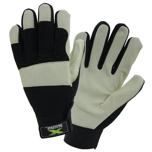 West Chester Work Gloves Pigskin Palm Spandex Leather Knuckle Strap Safety XL