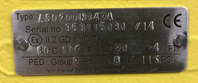 APOLLO AS0200N042A GROUP 2 8 BAR 116 PSI AIR PNEUMATIC VALVE ACTUATOR 6B-12