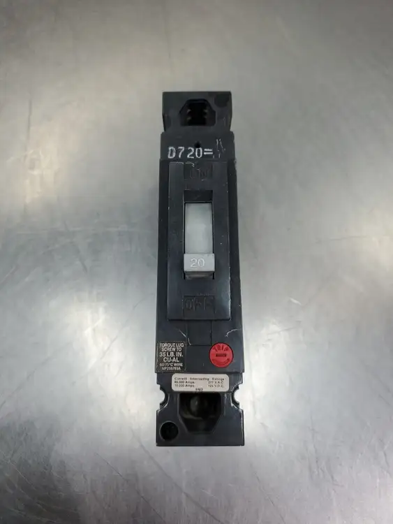 Used GE THED113020 Circuit Breaker, 20A, 277VAC/125VDC, 1P Circuit Breakers South Carolina US | Palmetto Automation #1151462