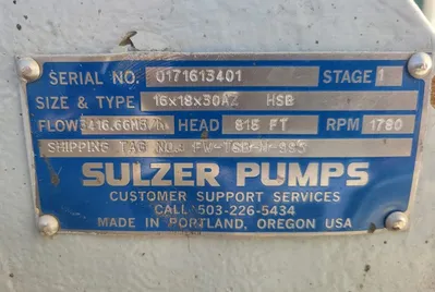 USED SULZER BINGHAM 16X18X30AZ HSB