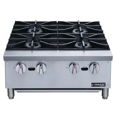 New | in-Stock Dukers New Dukers DCHPA24 Hot Plate with 4 Burners Hot Plates Illinois US | Falcon Restaurant Supply #1376246