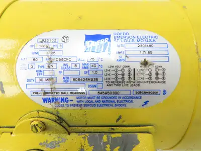 Doerr LR22132 Crane Duty Gear Motor w/Brake 15:1/115rpm 1/2Hp 230/460V D56CFC