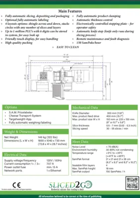 S.A.M PX3 Fully Automatic Slicing/Stacking Machine with Packaging Line