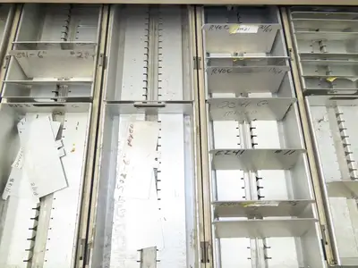 Modular Industrial Storage Cabinet 20 Drawer 61.5x38x34.5" Vintage 17x10" Trays