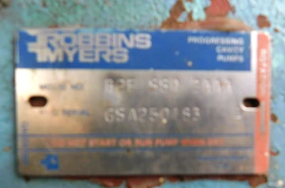 USED ROBBINS AND MYERS MOYNO PUMP B2F SSQ 2AAA