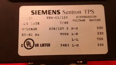 SIEMENS SENTRON TPS-C1/120 SUPPRESSION 120/208 VOLT 4B
