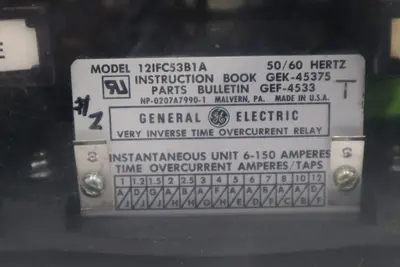 GE 12IFC53B1A Overcurrent Relay 6-150 AMP 50/60 HERTZ - STOCK GF174