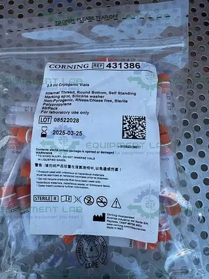 USED PACK OF 100 - CORNING 431386 CRYOGENIC VIALS, INTERNAL THREAD 2 ML