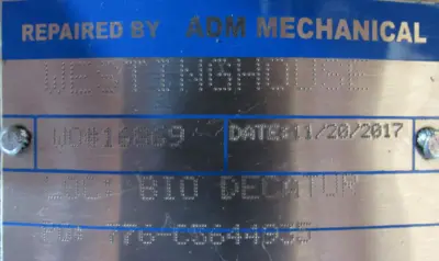 REFURBISHED WESTINGHOUSE AML3002MZC ROTARY VALVE AIRLOCK 230/460V .33HP IDXM7002