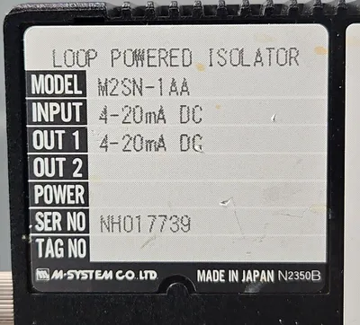 M-SYSTEMS M2SN-1AA/UL LOOP POWERED ISOLATOR with PYF08A-K3FM. 3C -16