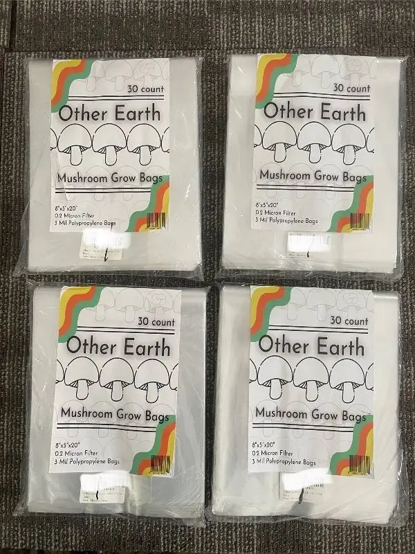 Other Earth Mushroom Grow Bags - 8 x 5 x 20 in - 0.2 micron filter - 3 mil polypropylene bags - 4-pack