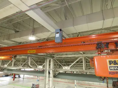Cleveland Tramrail P&H 1 Ton Single Girder Underhung Bridge Crane 45' 10" Span