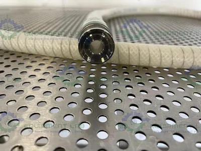 USED SANI TECH STHT-WR-0500 60" SILICONE HOSE W/ THREADED AND 1/2" SANITARY FITTING