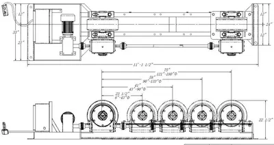 40 TON (80,000 LBS) x 15' WEBB MODEL R-500 POWERED TANK TURNING ROLLS; 1 DRIVE & 3 IDLERS