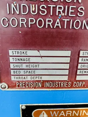 (1996) 60 TON FEDERAL/PRECISION INDUSTRIES OBI PRESS. STOCK # 0635821
