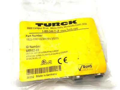 New | in-Stock Turck YBZ2-FSM 4.5/2FKM 4.5/S771,U0932-69 Connector Accessories Michigan US | Maverick Industrial Sales #1391564