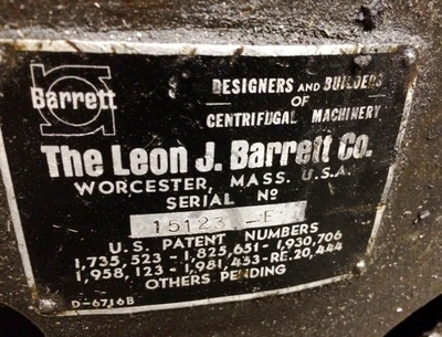 Barrett 151-E spindle type oil extractor.