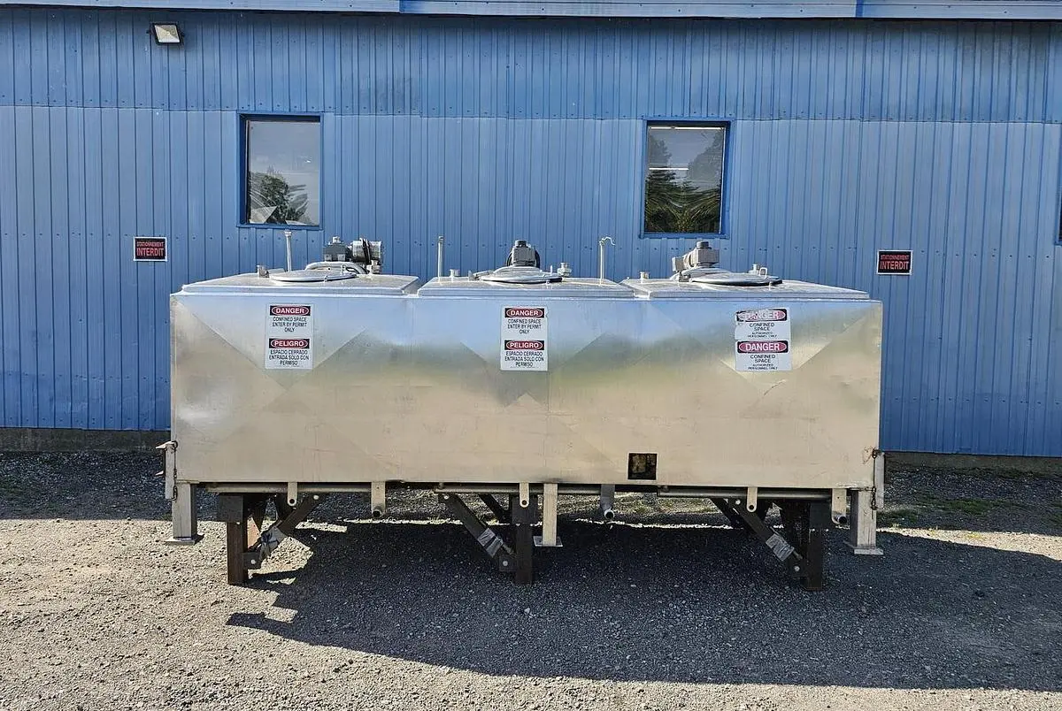 Used 2000 Gallon Jacketed Tank, 3 Compartments With Mixers, Flavor Tank