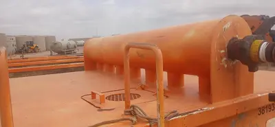 USED ROUND BOTTOM OPEN TOP 250 BBL FRAC TANK WITH GAS BUSTER