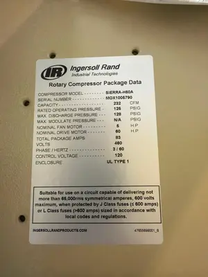 New | in-Stock INGERSOLL RAND Sierra-H60A Rotary Screw & Sliding Vane Air Compressors Illinois US | M&M Equipment Corp. #1389080