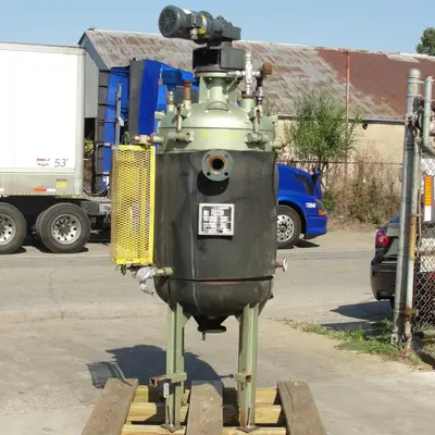 SPC6302  Reactor 65 gallon Mid-South Maintenance Inc. chemical reactor, 110 psi internal, 50 psi jacket, 1 hp 3 blade agitator