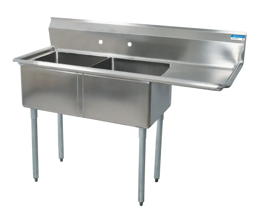 Compass 2 Compartments Sink w/ 18" Right Drainboard 16" x 20" x 12" D