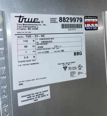 1-0546 True TUC-24-HC 24” Self Contained Undercounter Cooler Refrigerator