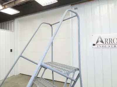 Uline H-84-110 Rolling Ladder 5 Step 10" Work Platform 50" Top Step 450lbs