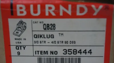 NEW BURNDY QB28 SIDE ENTRANCE TERMINAL