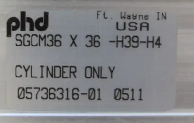 NEW PHD SGCM36X36-H39-H4 SLIDE AND CYLINDER 05736316-01 SGCM36X36H39H4