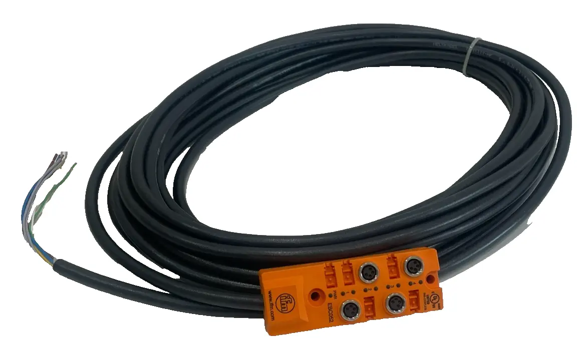 NEW IFM EFECTOR EBCO52 SPLITTER BOX W/ CABLE 4CH/4P, 10M CABLE
