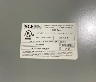 New | in-Stock Saginaw Control & Engineering Enclosure 20" x 20" x 10" Gray Electrical Boxes Michigan US | Maverick Industrial Sales #1475158