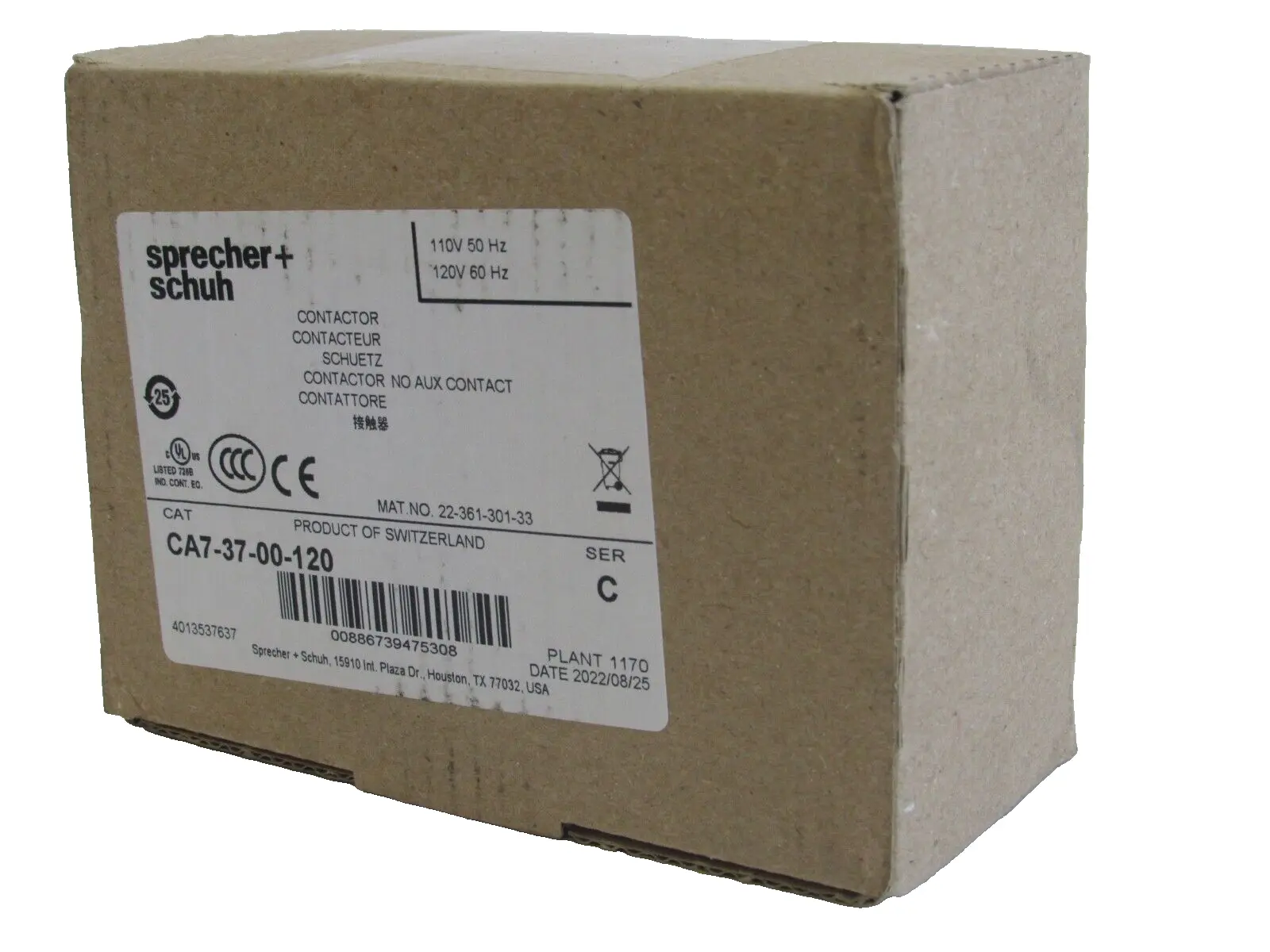 NEW SPRECHER & SCHUH CA7-37-00-120 CONTACTOR CA73700120