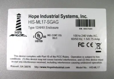 USED Hope Industrial Systems HIS-ML17-SGAG