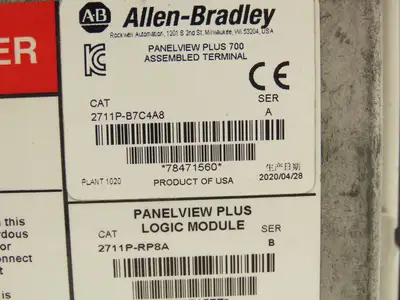 Allen Bradley 2711P-B7C4A8 PanelView Plus 700 Keypad/Touch W/Module 2711P-RDB7C